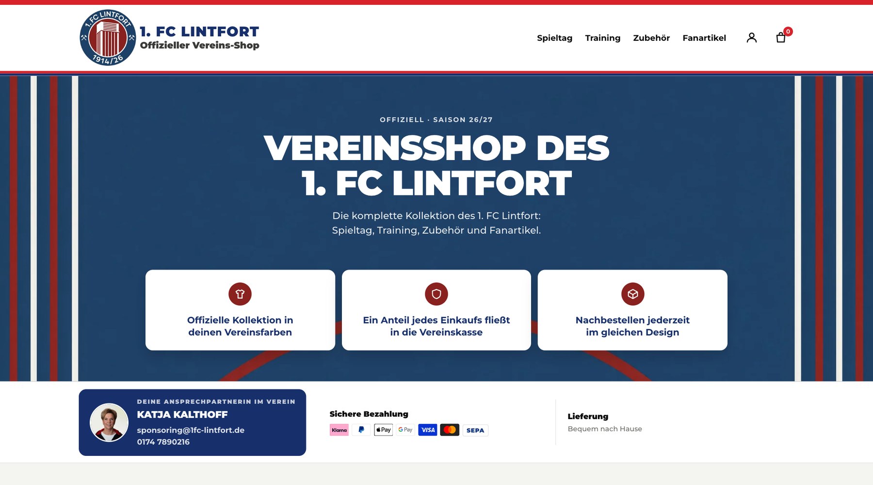Dein eigener Vereinsshop.
Für Trainer, Spieler, Eltern und Fans.